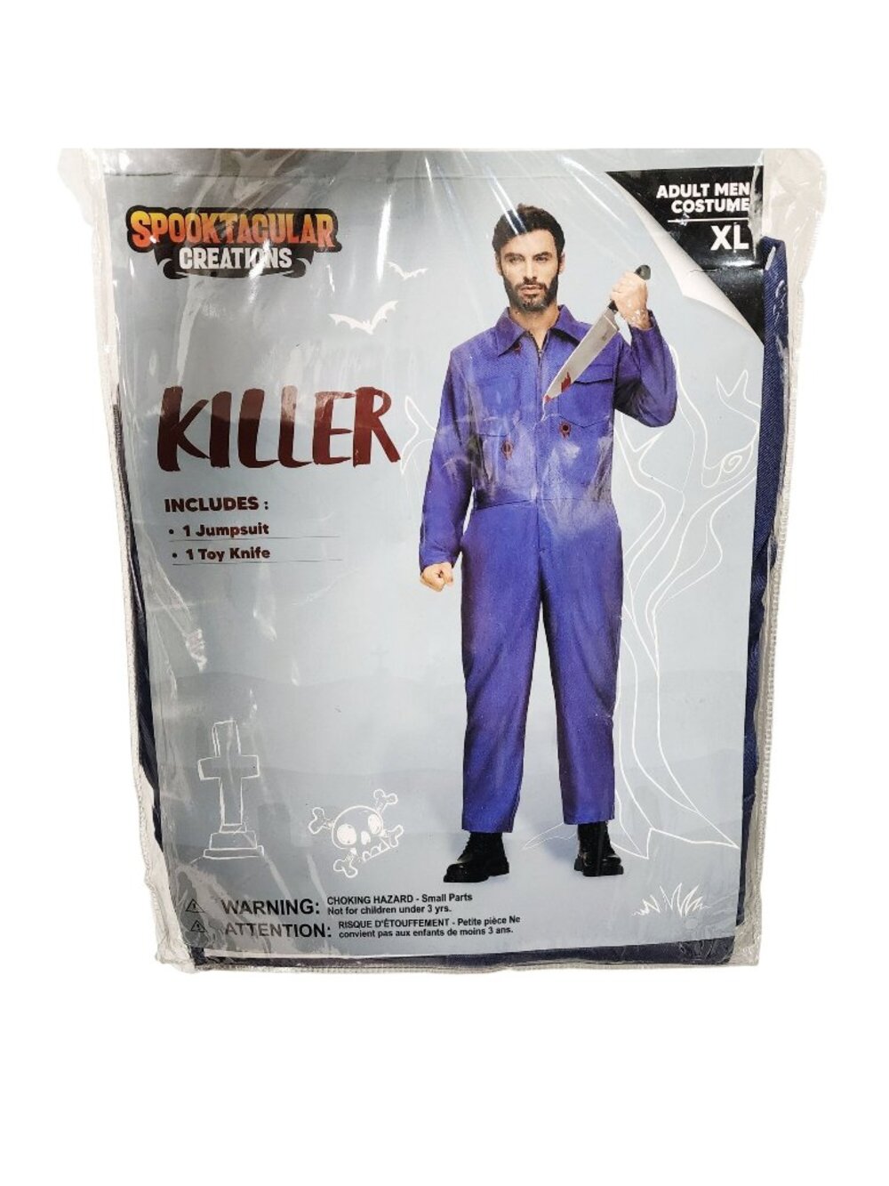 Spooktacular Creations Adult Mens Killer Costume XL Jumpsuit & Toy Knife